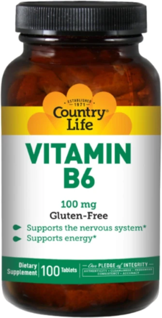 컨트리라이프 비타민 B6 피리독신 100mg 100정, 1개 - 쿠팡