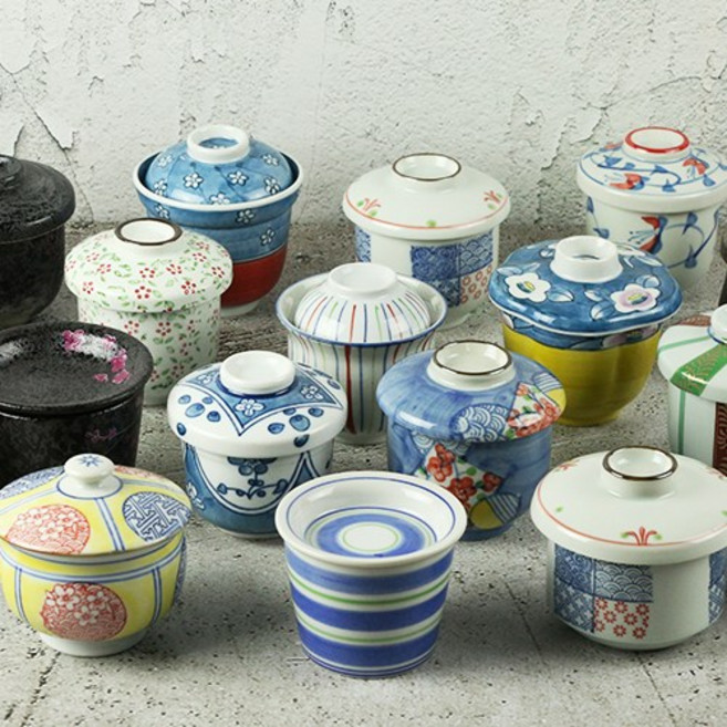 일본 계란찜 자왕무시 모음 그릇 차왕무시 소바 일식, 선택9 - 열매꽃, 1개