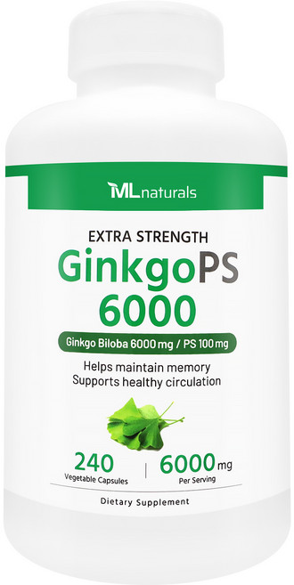 [미국빠른직구] 신제품 마이라이프 내추럴스 징코PS 6000 (은행잎추출물+포스파티딜세린), 1개, 240정