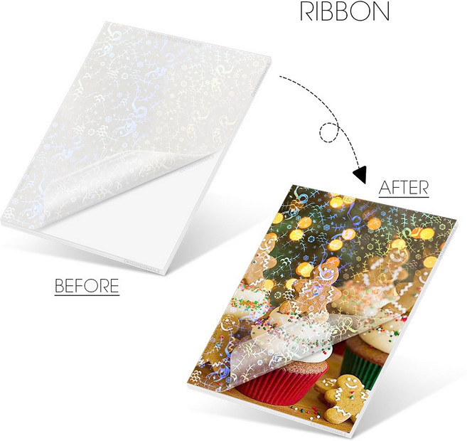 10 시트 매트 클리어 네이팅 필름 투명 방수 콜드 네이트 자체 접착 스티커 오버레이 카드, Ribbon, 1개