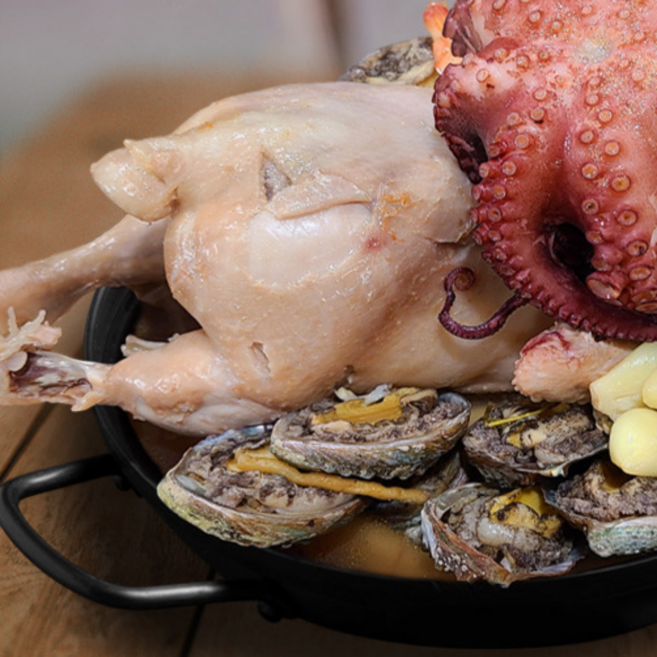 해물 해신탕 밀키트 세트 삼계탕 백숙 약재 재료 전복 초복 중복 말복 보신탕, 1.2kg, 1개