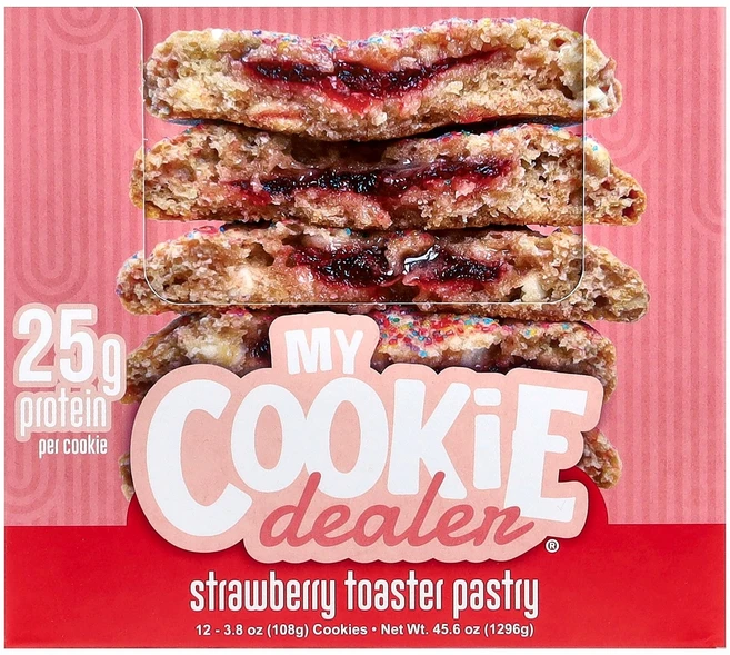 My Cookie Dealer Protein 프로틴 쿠키 스트로베리 토스터 페스트리 쿠키 12개 개당 108g(3.8oz) Protein (마이 딜러 프로틴), My Cookie Dealer Protein 프로틴 쿠, 108g, 1 - 쿠팡