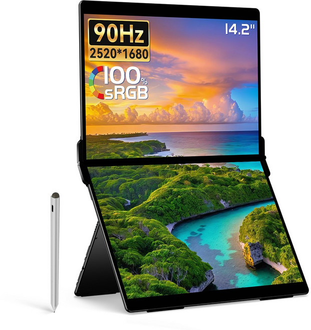 EHOMEWEI 이홈웨이 X시리즈 14.2 16 18.5인치 IPS QLED 휴대용 모니터 FHD 2K 60Hz 100Hz 노트북 스위치 듀얼 서브모니터, XP-142PW, 36.07cm