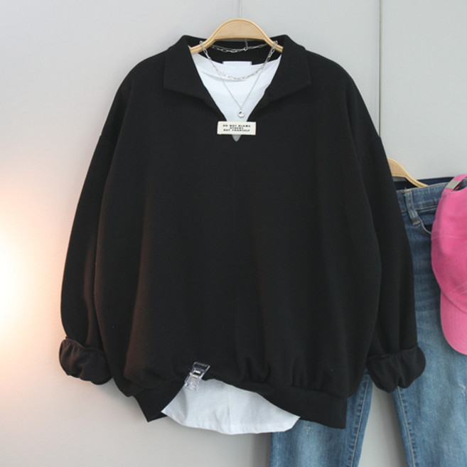 달콩 여성 빅사이즈 봄신상 아더스오픈카라넥맨투맨