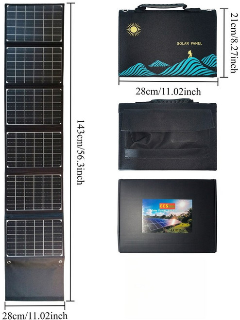 SBAO 60W 100W 비상 전화 캠핑을위한 출력 충전기 휴대용 전원 은행 USB 백업 야외 접이식 태양열, 100W High Power, 1개