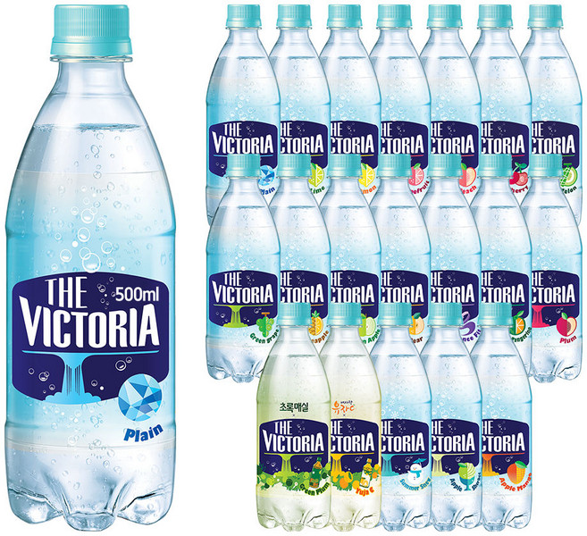 웅진식품 빅토리아 20가지맛 (플레인 레몬 라임 자몽 복숭아 청포도 파인애플 그린애플 배 밸런스핏 청귤 유자C 썸머스노우 애플셔벗 애플망고 자두 멜론 체리 초록매실 패션후르츠), 20개, 500ml