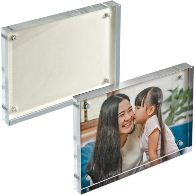 Azar 금속 백플레이트 45인치 X 3인치 2팩 화이트 색상의 104663WHT2PK 아크릴 블록 디스플레이, 5x7, White