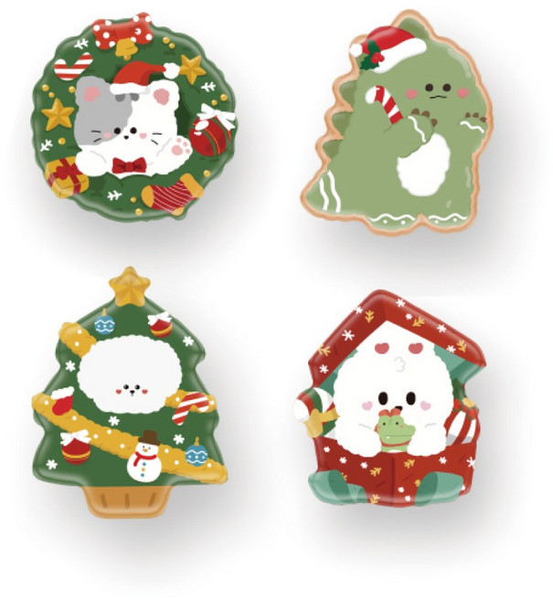 크리스마스 와글프렌즈 모양톡 그립톡 태그그립, 1애용리스, 1개