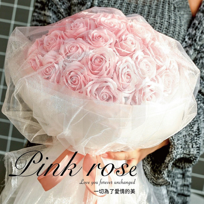 99朵玫瑰花束 (贈燈串) 浪漫告白求婚花禮 精選高品質玫瑰 營造溫馨氛圍, 99朵粉玫瑰, 1個