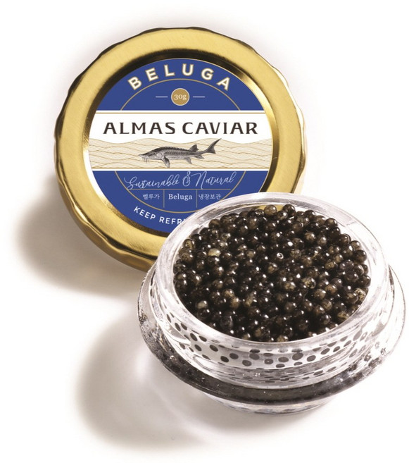 알마스캐비아 벨루가 캐비어 철갑상어알 캐비아, 색상:공통, 1개, 30g
