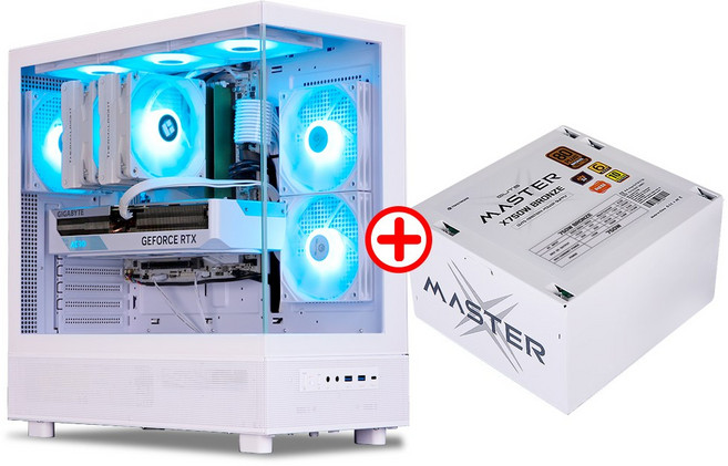 몬스타 가츠 케이스 파워 세트 X520LA리버스 화이트 + MASTER X X750W 80Plus 브론즈 화이트, 1개