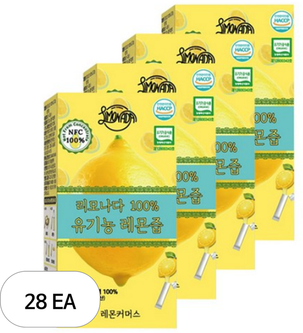 리모나다 100% 유기농 NFC 레몬즙 스틱, 280g, 28개