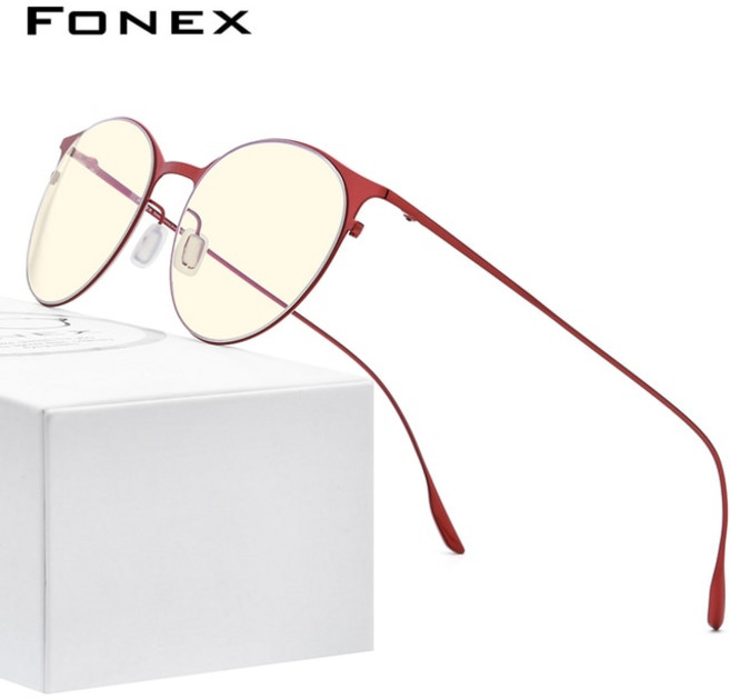 (호환) FONEX-블루 라이트 차단 안경 여성 브랜드 디자이너 2020 년 최신 빈티지 라운드 안티블루 광선 컴퓨터 남성 FAB016, [02] 빨간, 02 빨간