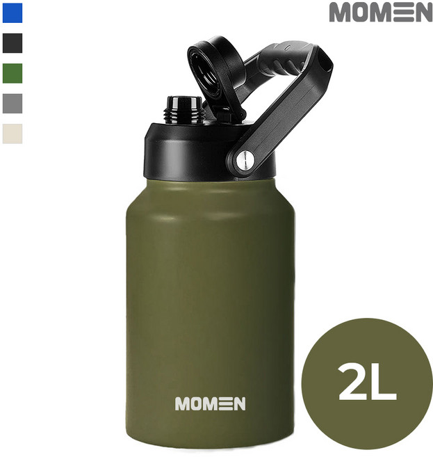 모멘 그랜드 워터저그 대용량 텀블러 캠핑물통 수통 아이스팟, 카키, 1개, 2L