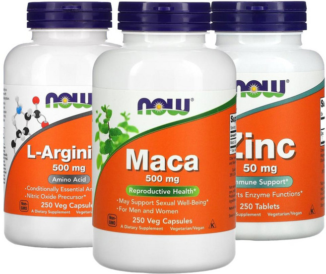 나우푸드 마카 아르기닌 아연 테스토스테론 남성갱년기 대용량 240정 3종세트, 250 Veg Capsules, 250 Tablets