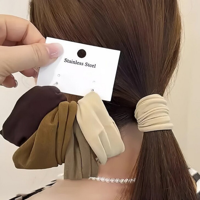 유니크 고탄력 무매듭 스트레이트 곱창 머리끈 곱창밴드 4P 세트