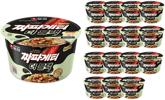 짜파게티 더 블랙 큰사발면 90g, 16개