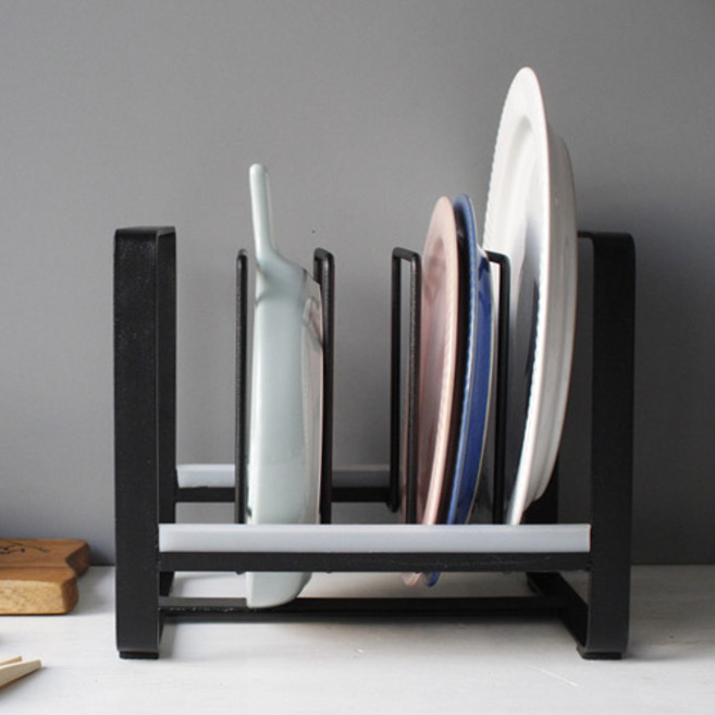 cocooning Demon 와이드 5단 심플 철제 주방 씽크대 접시꽂이, 블랙