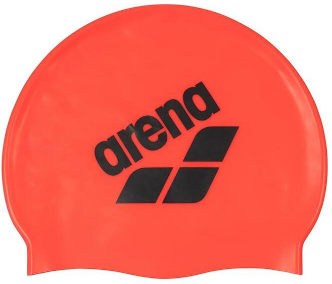 Arena 유니 빅 로고 실리콘 수영 모자 여성 및 남성용 피트니스 인텐시브 트레이닝 내구성 있고 부드럽고 신축성 있는 목욕 캡 쇼킹 핑크/화이트 148649, 밝은 산호/아스팔트, 1개