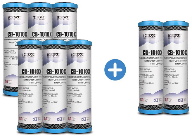 CB-1010X 블럭망카본 필터 8개 10인치 하우징용, 01_필터 6+2=8개, 1개