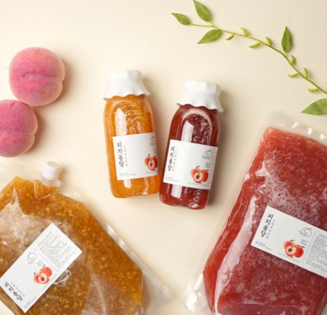 [행복을팜] 백도&황도 피치퐁당 복숭아청 가정용/대용량, 백도, 1개, 600g