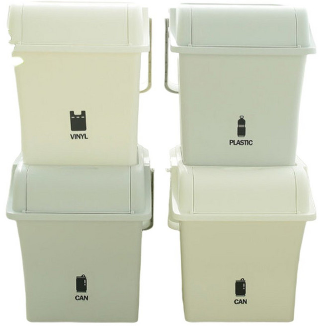가정용 재활용 데일리 분리수거함 휴지통 쓰레기통 1개, 아이보리
