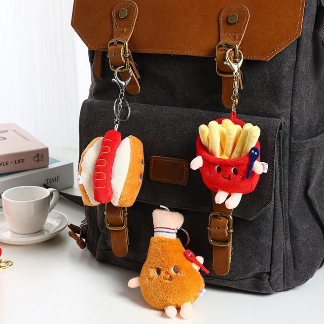 나오유 햄버거 인형 키링 감자튀김 계란 백참 악세사리