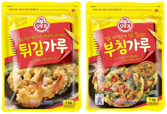 [뚜나샵] 오뚜기 부침가루1kg 1개 + 튀김가루 1kg 1개, 1세트