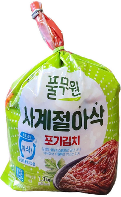 (냉장)[풀무원]사계절 아삭포기김치, 2개, 1.3kg