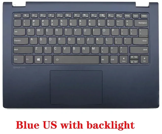 Ideapad FLEX-14 C340-14 API IWL IML 노트북 (백라이트 키보드 포함) 손목 받침대 대문자 베젤 상단 덮개, 05 Blue US CKB NO FPR
