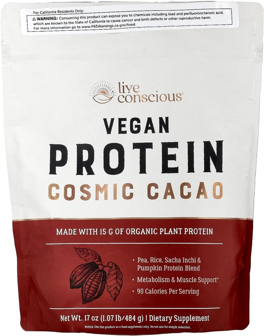 매우편하고 Live Conscious 비건 단백질 Cosmic Cacao 484g(1.07lb) 끝내주게잘나가는상품, LiveConscious비건단백질CosmicCacao4, 484g, 1개 - 쿠팡