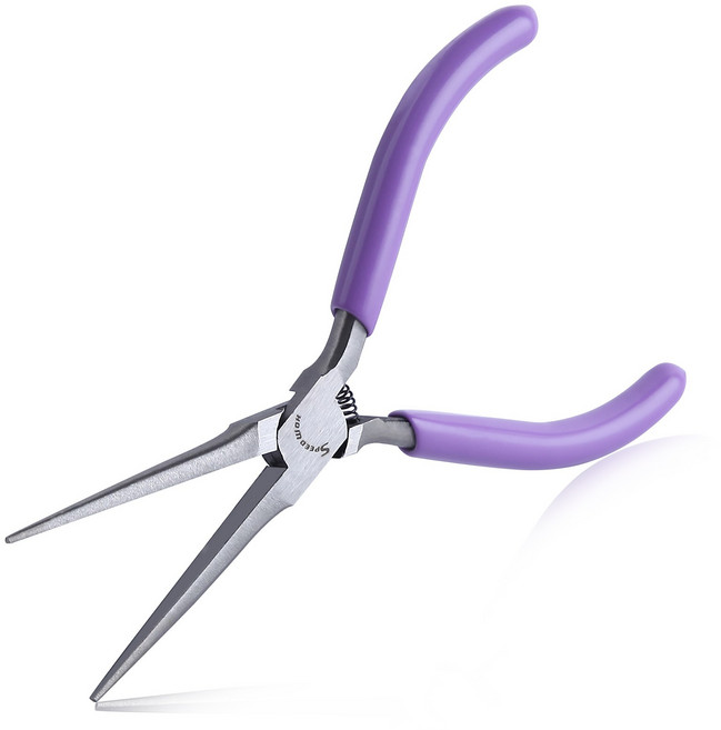 SPEEDWOX 부드러운 턱 5인치 정밀 와이어 루프 플라이어 바늘 제거 플라이어 낚시 도구용 정밀 플라이어 보석 제작 및 작은 물체 잡기용 미니 바늘 코 플라이어, 1개