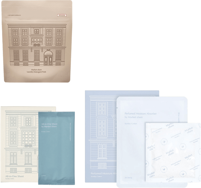 마켓올슨 캡슐세제 올인원시트 퍼퓸 제습제 세트, 캡슐세제+퍼퓸 제습제, 올인원시트(그린브리즈)