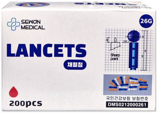 세원양행 일회용 란셋 26G 200개입 채혈침, 1개