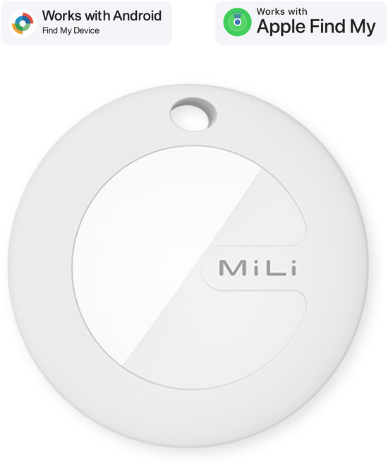 MiLi 미태그 위치추적기 애플 안드로이드 겸용 에어태그 스마트태그 미아 도난 분실방지, 1개, 키링 x 화이트