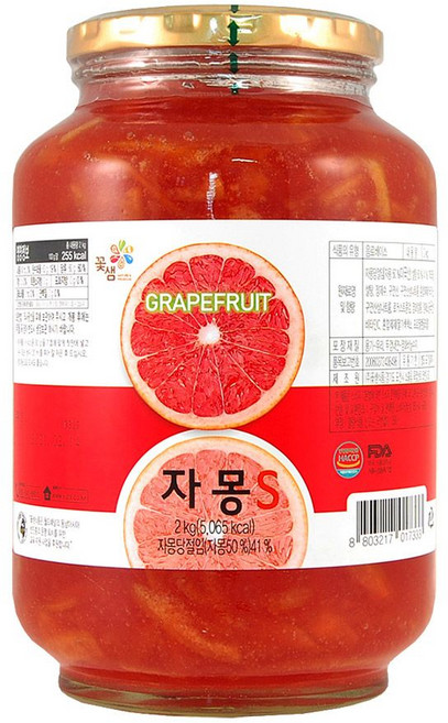 꽃샘 자몽S 2kg 자몽차 액상차 과일 드레싱 잼대용, 본상품선택, 1개입, 1개