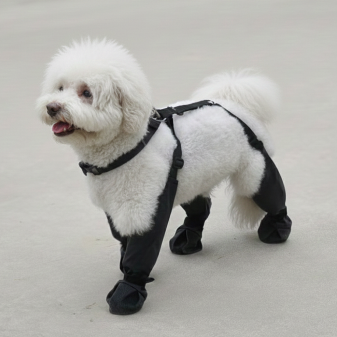 포미온 강아지 장화 사계절용 레인부츠 일체형, 1개, 블랙