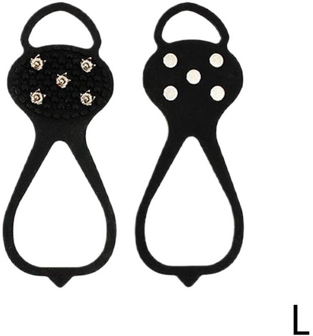 아이젠 겨울 신발용 미끄럼 방지 아이스 그리퍼 5개의 스파이크 야외 하이킹 등산용 눈용 크램폰 미끄럼 방, CHINA, yellow