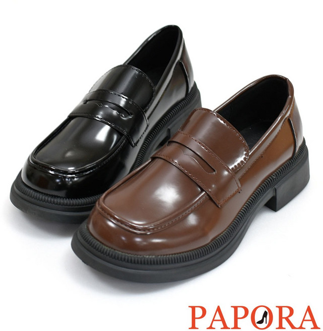 PAPORA 大尺碼樂福鞋 學生皮鞋 一腳蹬