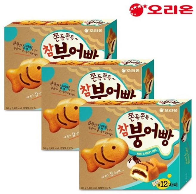오리온 참 붕어빵 348gX3개 총 36개입, 348g