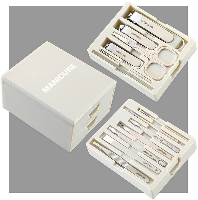 콜콜러브 휴대용 튀지않는 손톱깎이 13종 세트 화이트, 1개, 흰색