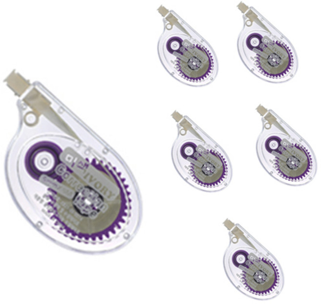 미색 속지용 아이보리칼라 8m 롱 수정테이프, 6개, 보라