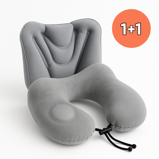 쏨콩 휴대용 편안자세 에어 목베개 허리쿠션 1세트