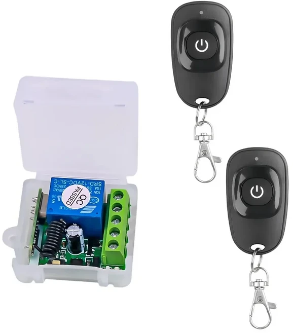 KEBIDU 433Mhz 범용 무선 원격 제어 스위치 DC 12V 1CH 릴레이 수신기 모듈 RF EV1527 학습 코드, 03 2Remote 1 Receiver-W
