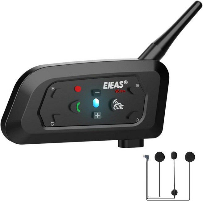 노바멘테 V6 + 모터사이클 헬멧 블루투스 인터콤 헤드셋 최대 6명의 탑승자 2방향 IP65 방수 무선 통신 시스템 먼지 자전거ATV오프로드 팩, V6pro-1PC