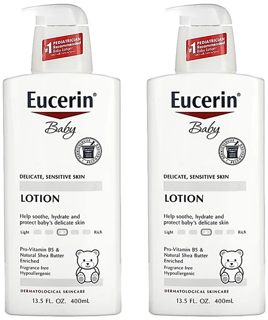 Eucerin 아기용 로션 무향 400ml(13.5fl oz) 2팩, 400ml - 쿠팡
