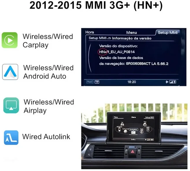 아우디 A6 A7 2012-2018용 CARABC 무선 카플레이 안드로이드 오토 인터페이스 미러링크 에어플레이 오토링, 02 2012-2015 HN