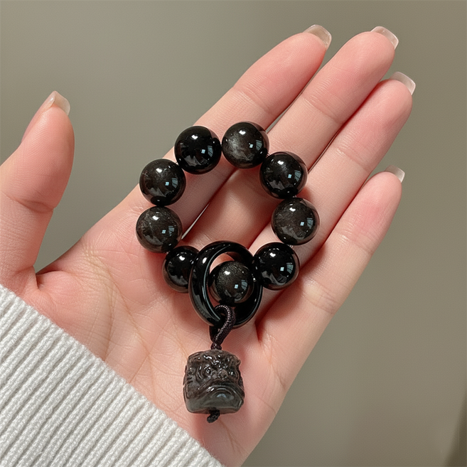 손가락 염주반지 미니염주 액막이 소원성취 불교 단주 2P 세트, 2개, 블랙
