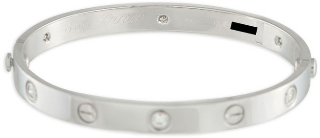 까르띠에 중고 러브 18K 화이트 골드 다이아몬드 브레이슬릿