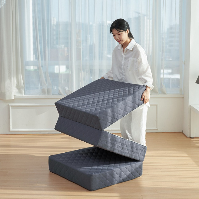 더릭스홈 3단 접이식 마약매트리스 6cm 10cm 15cm 원룸 바닥 단단한 수면매트 자취 접는 침대 매트릭스 토퍼
